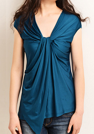 Solid Twisted Knot Asymmetric Blouse