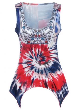 Printed Irregular Hem Fashion Tank