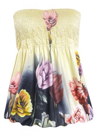 Floral Sleeveless Strapless Fashion Blouse