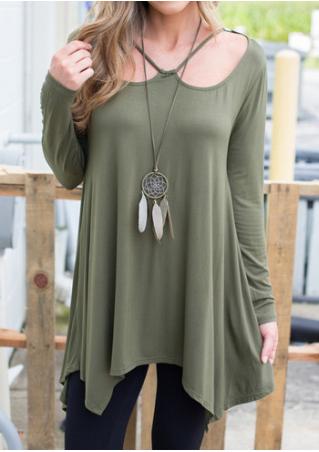 Solid Asymmetric Loose Blouse Without Necklace