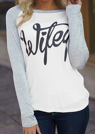 Letter Printed Splicing O-Neck T-Shirt