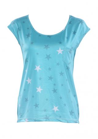 Star Printed Pocket Casual T-Shirt