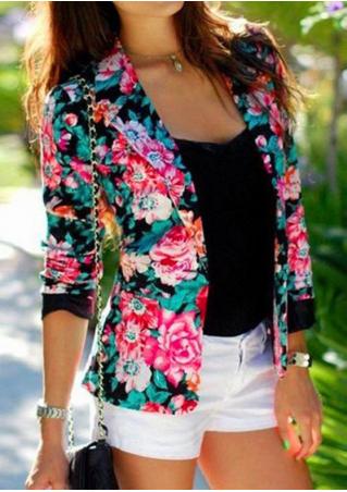 Floral Long Sleeve Blazer Without Necklace