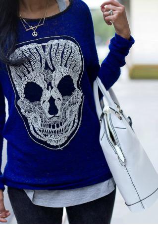 Skull Long Sleeve Sweater Without Necklace