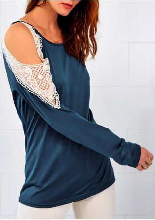 Lace Splicing Off Shoulder Long Sleeve Blouse