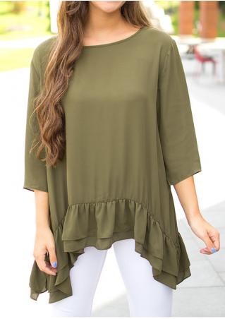 Solid Asymmetric Layered Blouse Without Necklace