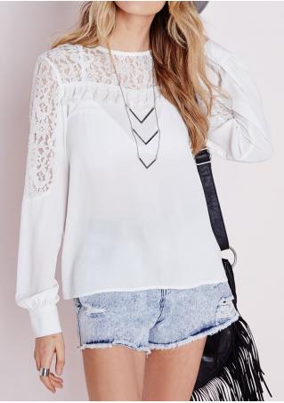 Solid Tassel Lace Splicing Blouse Without Necklace