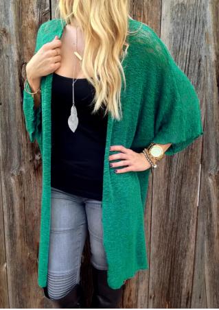 Slit Knitted Loose Long Cardigan