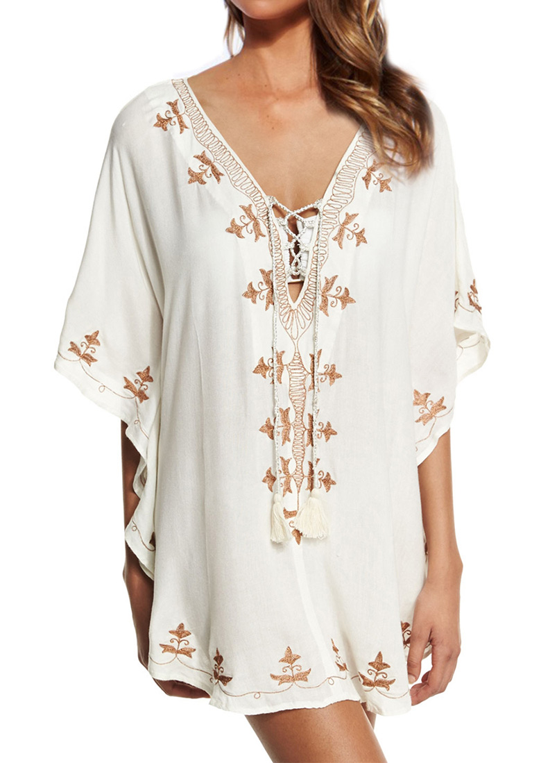 Embroidery Lace Up Cover Up Fairyseason