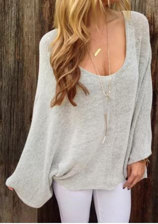 Solid Loose Thin Sweater Without Necklace