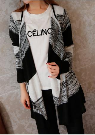 Color Block Knitted Casual Cardigan