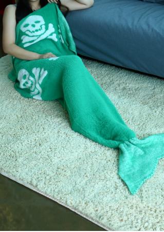 Halloween Skull Mermaid Tail Blanket