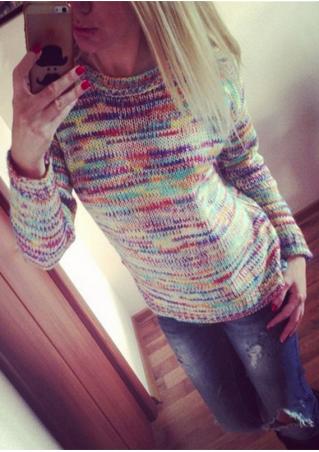 Multicolor Long Sleeve Casual Sweater