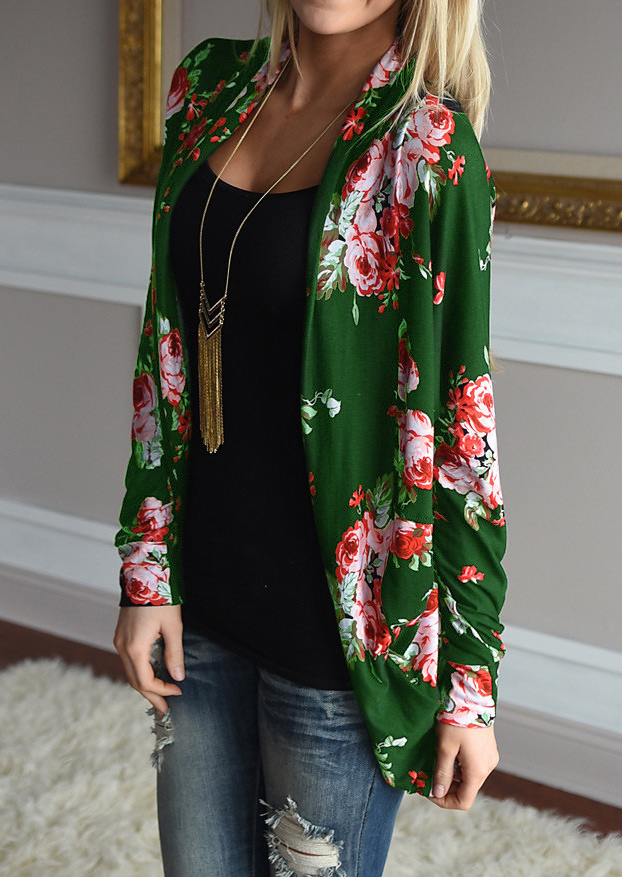 Floral Cardigan Without Necklace Fairyseason