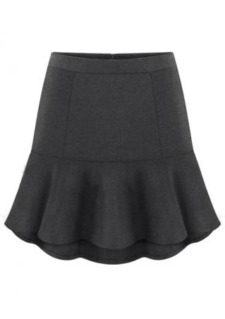 Solid Woolen Mini Skirt