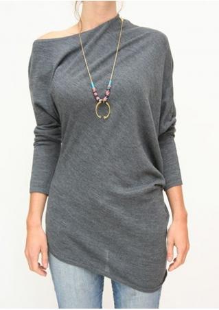 Asymmetric Batwing Sleeve Blouse Without Necklace