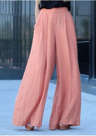 Solid Long Wide Leg Pants