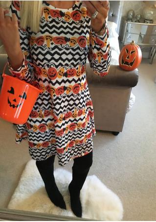 Halloween Pumpkin Printed Mini Dress