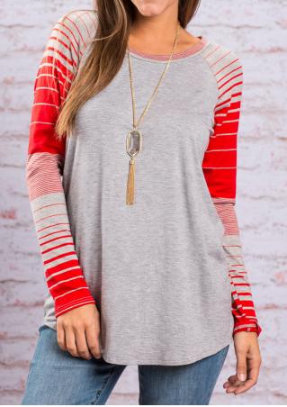Striped Splicing T-Shirt Without Necklace