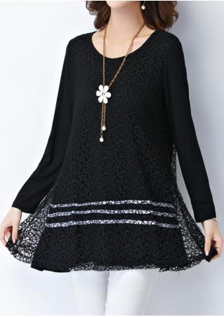 Lace Splicing Blouse Without Necklace