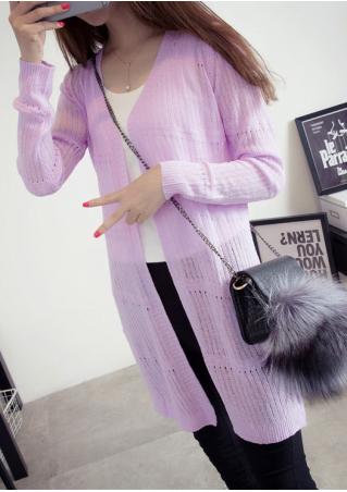 Solid Knitted Long Sleeve Slim Cardigan