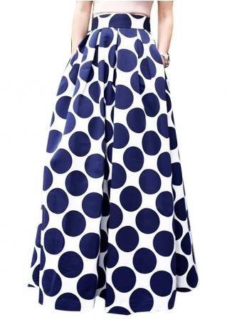 Polka Dot Side Zipper Long Skirt