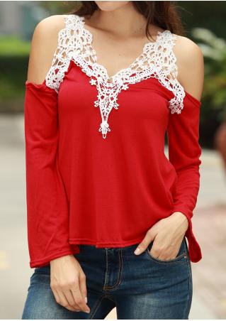 Solid Lace Off Shoulder Casual Blouse