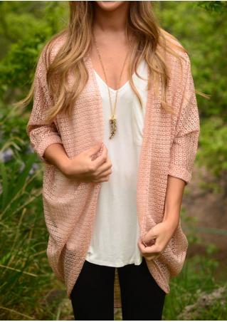 Solid Asymmetric Hollow Out Cardigan Without Necklace
