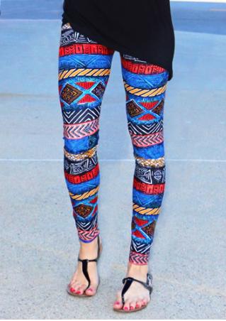 Multicolor Geometric Printed Skinny Leggings