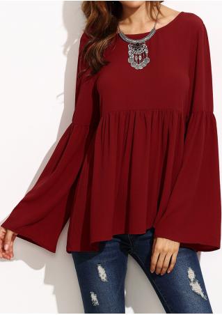 Solid Ruffled Blouse Without Necklace