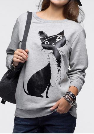 Cat Printed Casual Sweatshirt