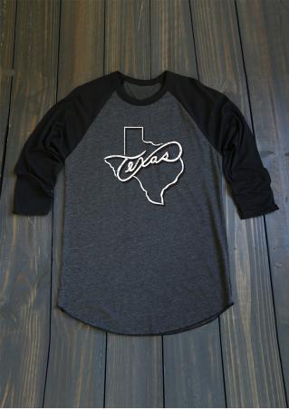 Texas Outline Three Quarter Sleeve T-Shirt