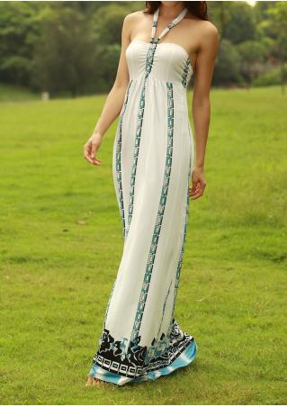 Floral Printed Halter Maxi Dress