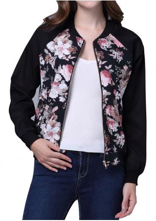 Floral Printed Zipper Jacket
