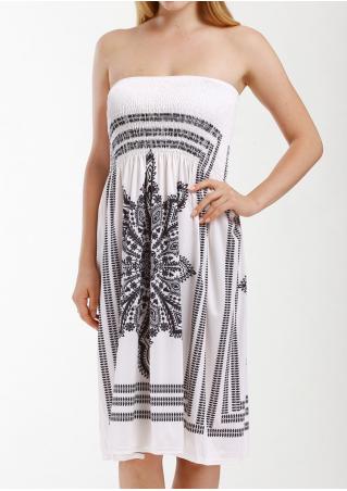 Tribal Printed Fashion Strapless Dress