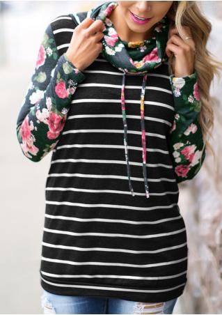 Floral Printed Striped Draped Blouse