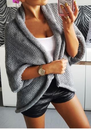 Knitted Batwing Sleeve Casual Cardigan