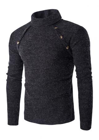 Solid Button Long Sleeve Sweater