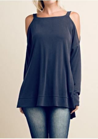Solid Asymmetric Off Shoulder Square Collar Blouse