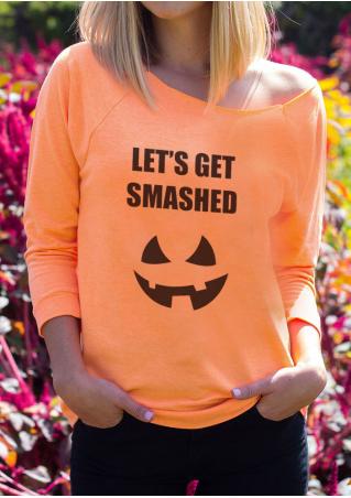 Halloween Pumpkin Letter Printed Sweatshirt