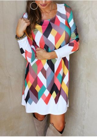 Multicolor Geometric Printed Casual Dress