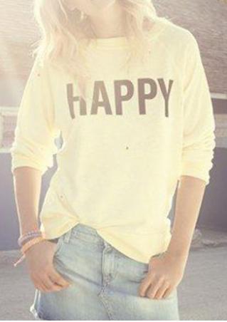 HAPPY Printed Long Sleeve Sweatshirt
