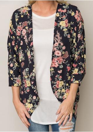 Floral Butterfly Printed Casual Cardigan