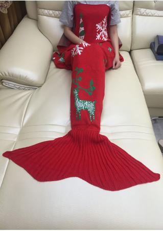 Christmas Reindeer Snowflake Mermaid Tail Blanket