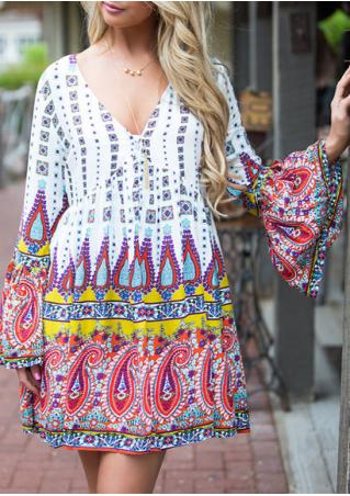 Paisley Printed Mini Dress Without Necklace