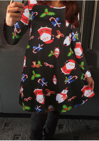 Christmas Santa Claus Printed Casual Dress