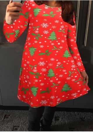 Christmas Tree Printed Casual Dress