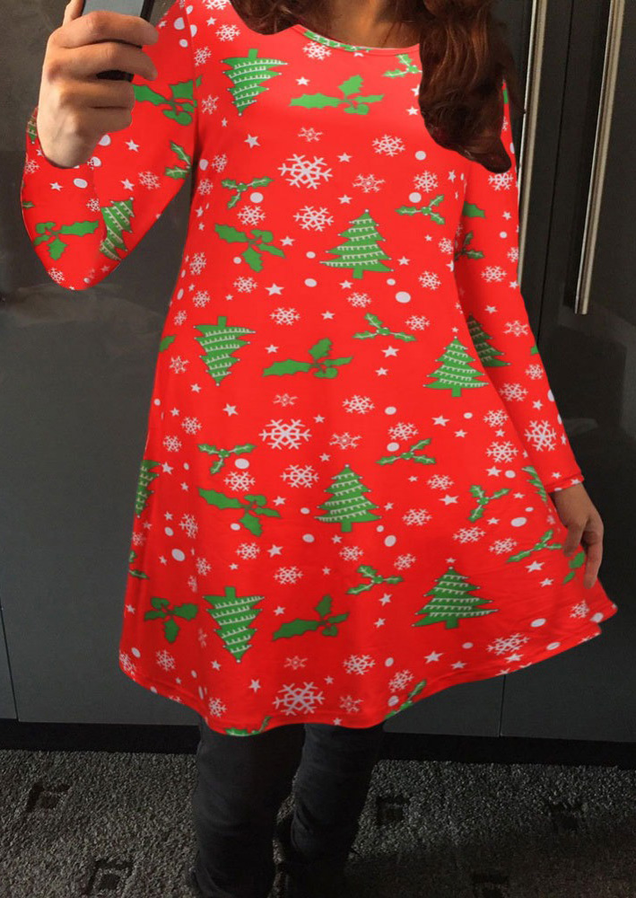 christmas tree printed casual dress fairyseason christmas tree printed casual dress fairyseason
