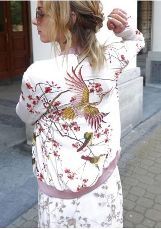 Bird Printed Long Sleeve Jacket