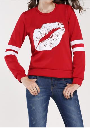 Lip Printed Long Sleeve Sweatshirt
